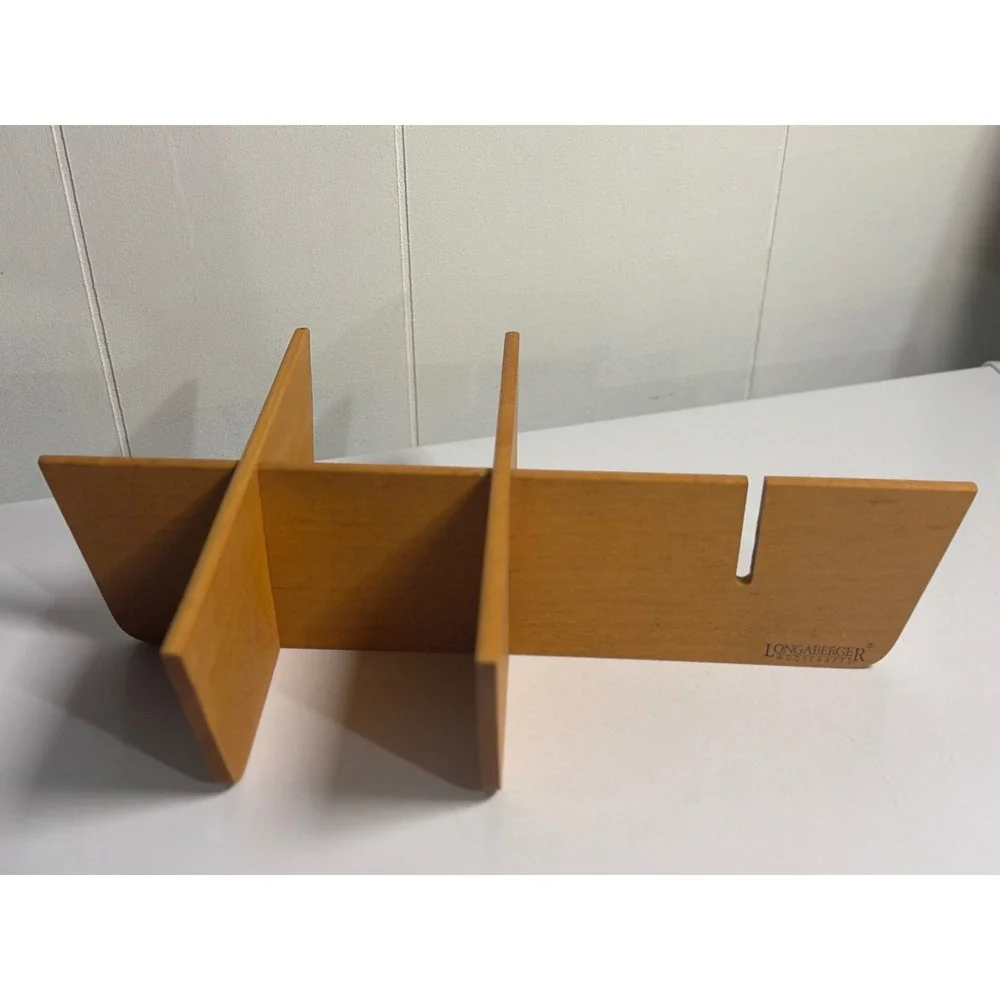 Longaberger Basket Divided Wooden Insert Brown Woodcrafts Organizer Replacement